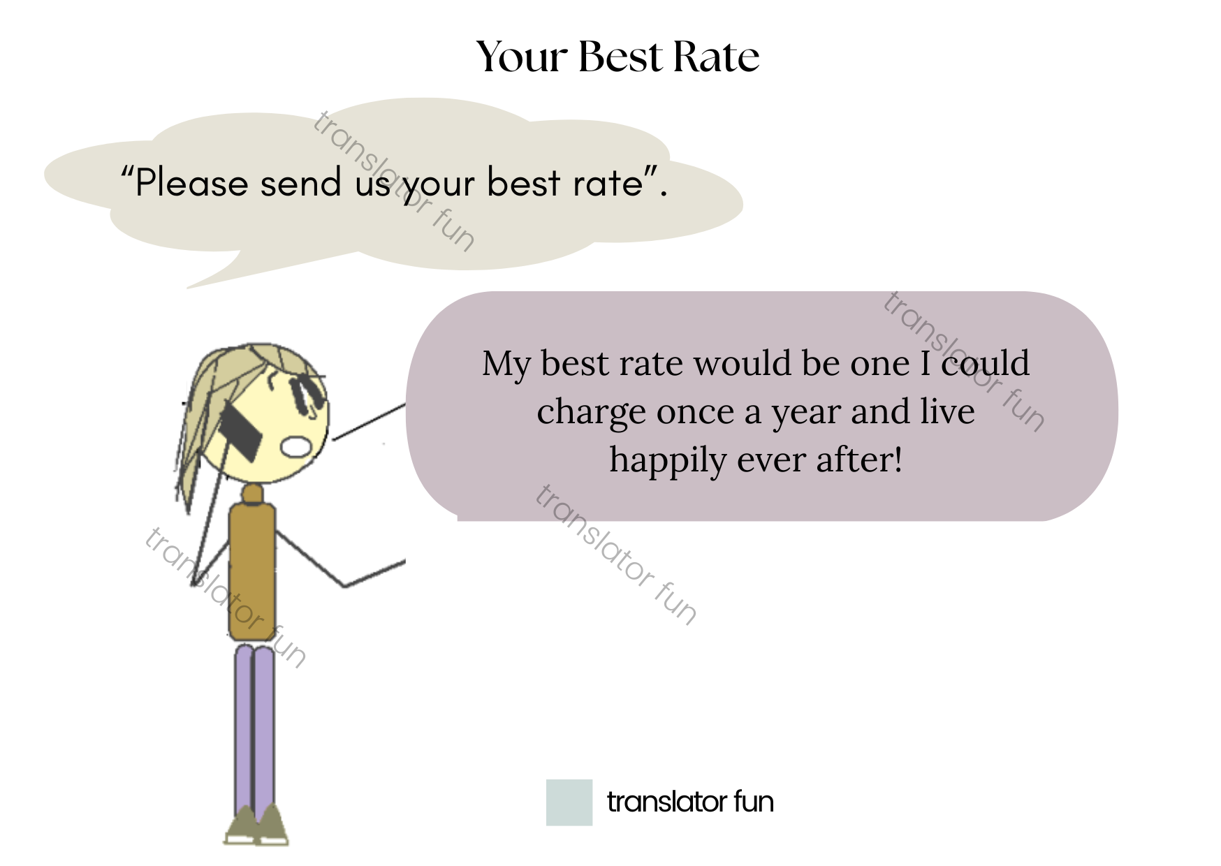 Translator speaking about best rates