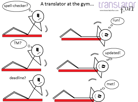 A translator at the gym -- click on the image to enlarge it.