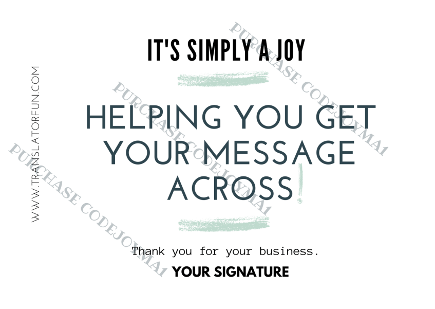 Thank you cards to send to end clients and translation agencies JOYMA1