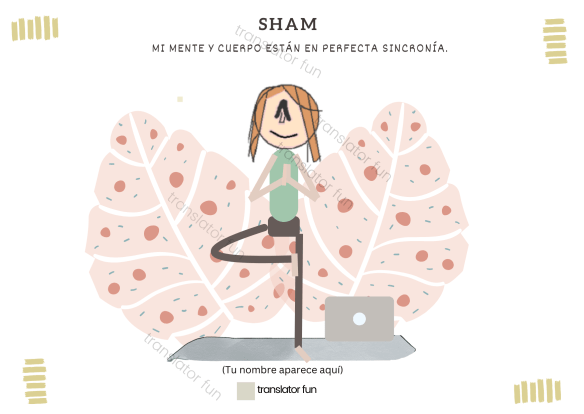 Traductora haciendo yoga.