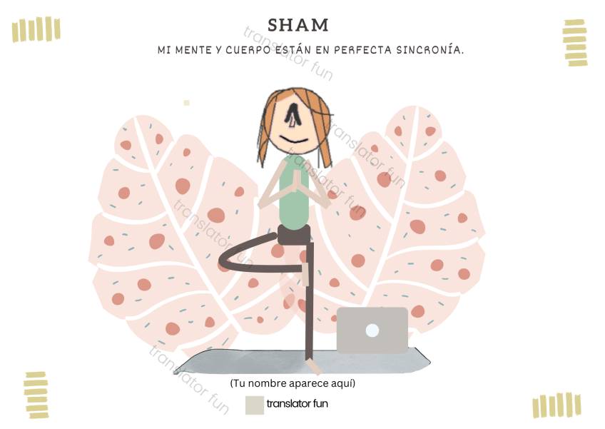 Traductora haciendo yoga.