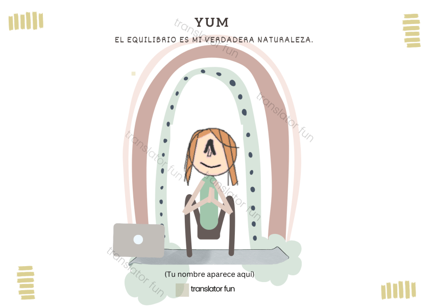 Traductora practicando YOGA en pose Malasana