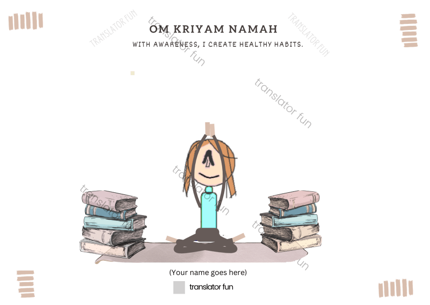 Translator practicing yoga to achieve perfect health